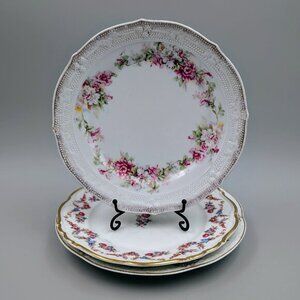 Pretty Bundle of Vintage Shabby Chic Floral 8" English Bone China Luncheon Plate